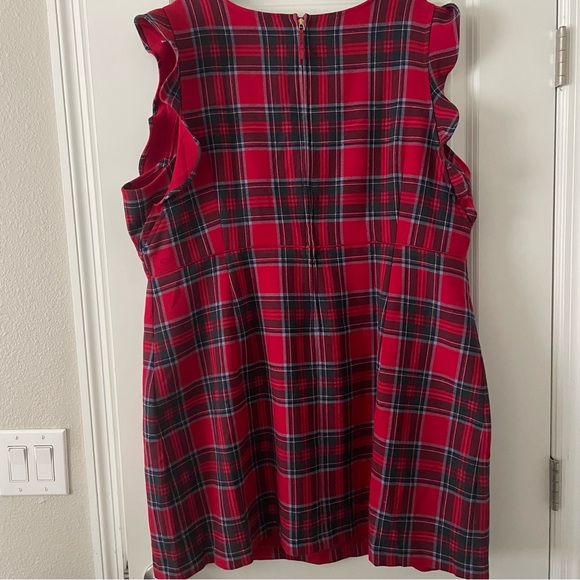 Vineyard Vines Nantucket Tartan Flutter Sleeve Shift Dress - Red - Picture 3 of 5